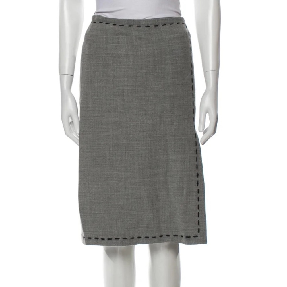 Moschino heather grey‎ slit front a-line skirt contrast stitching